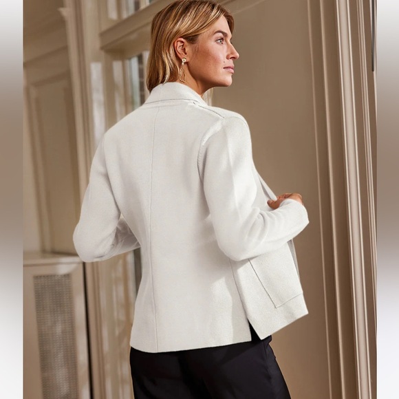 SUMMERSALT The Ribbed Sweater Blazer in White Sand | Size Small - Picture 2 of 16